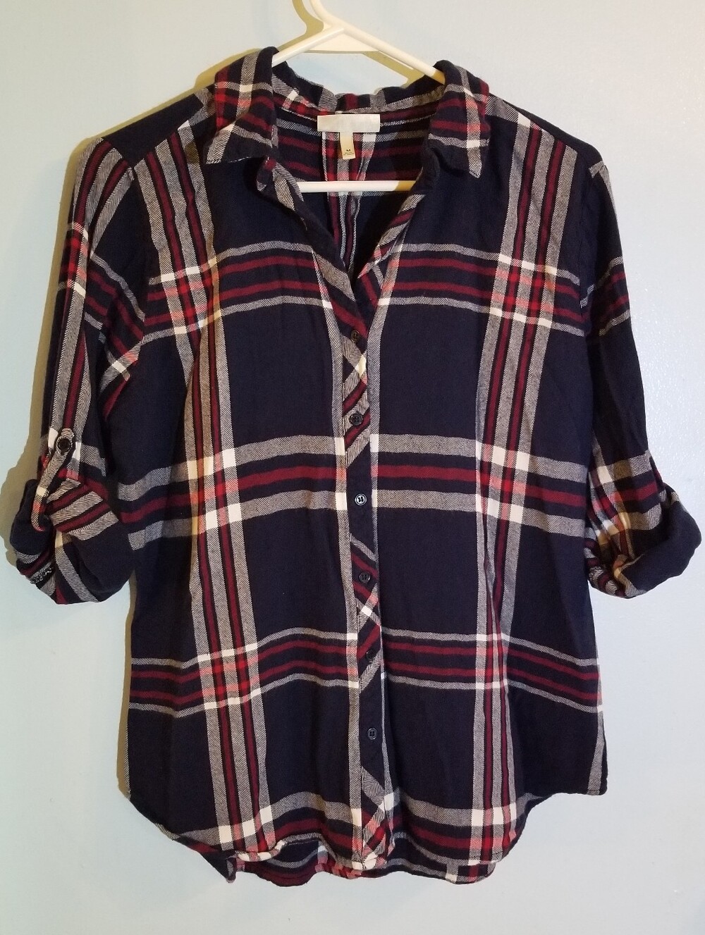 Plaid Button-Down Women’s Shirt - Navy and Red